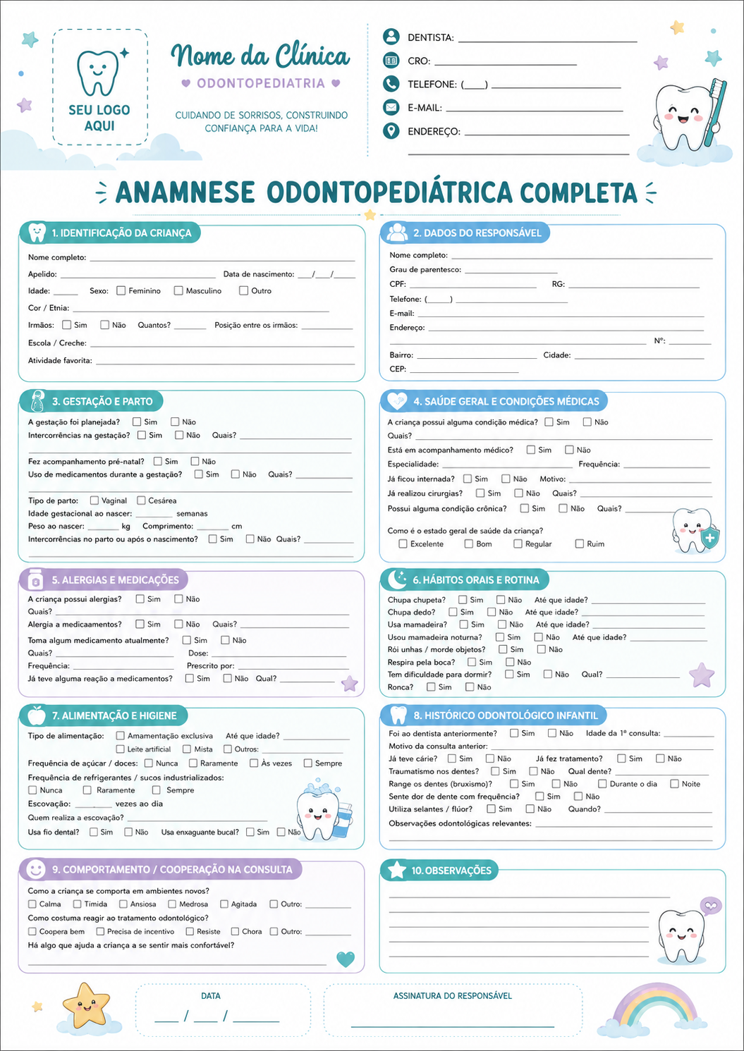 Anamnese odontopediátrica completa